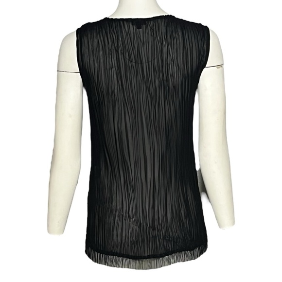 Komarov Blouse Women’s Small Crinkle Pleated Sleeveless Asymmetric Quiet Luxury - Picture 4 of 7